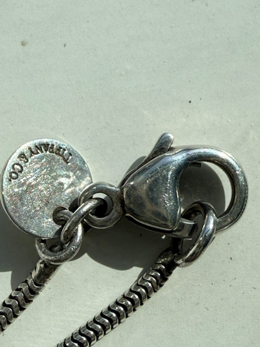 Tiffany & Co Silver Alphabet K Circle Necklace 15.25" - Picture 3 of 5